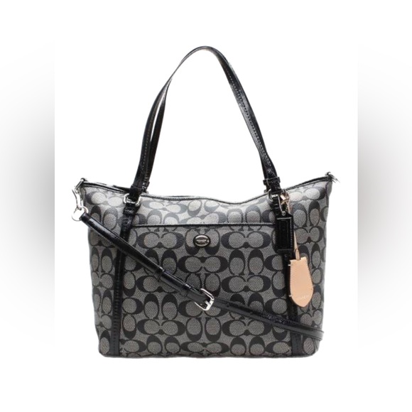 Coach Handbags - Coach Ashley Signature Black Large Satchel Handbag Shoulder Bag